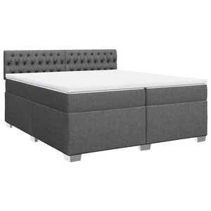 vidaXL Sommier à lattes de lit avec matelas Gris foncé 200x200cm Tissu