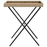 vidaXL Table à plateau pliable beige 65x40x75 cm résine tressée
