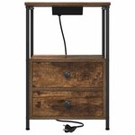 vidaXL Cabinet de chevet avec tiroir 2 Pièces Chêne fumé 40 x 31 x 60 cm