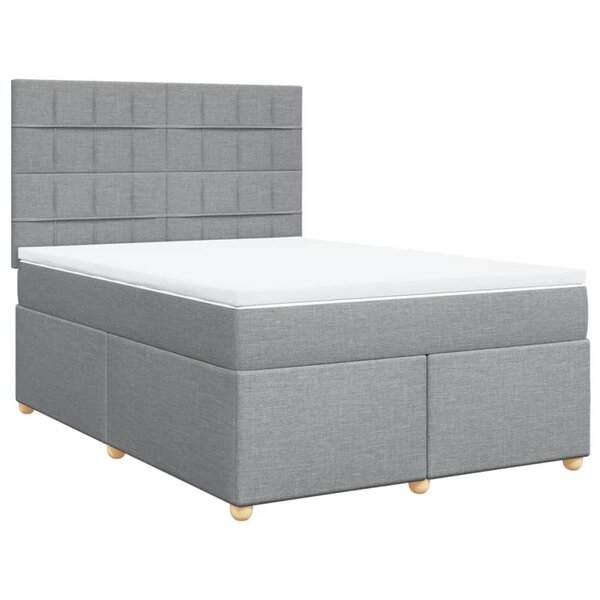 vidaXL Sommier à lattes de lit avec matelas Gris clair 160x200cm Tissu