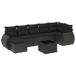 vidaXL Salon de jardin 8 Pièces avec coussins noir résine tressée
