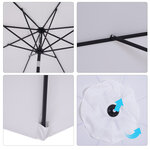 Parasol en métal rond polyester 180g/m² manivelle inclinable Ø 3 x 2 45 m blanc
