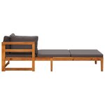 vidaXL Chaise longue avec 1 accoudoir Gris foncé Bois d'acacia solide