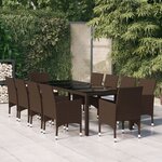 vidaXL Ensemble à Manger de jardin 11Pièces poly rotin et bois solide