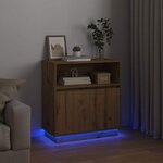 vidaXL Buffet LED Chêne artisanal 71 x 34 5 x 75 cm Bois d'ingénierie