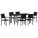 vidaXL Set de jardin 7 pièces dinatoire Noir Poly Rotin