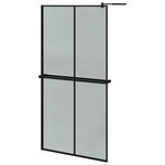 vidaXL Paroi de douche avec étagère Noir 100x195cm Verre ESG&Aluminium