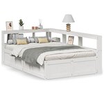 vidaXL Lit bibliothèque sans matelas blanc 135x190 cm bois pin massif