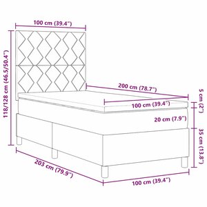 vidaXL Lit à ressorts avec matelas Noir 100 x 200 cm tissu