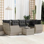 vidaXL Salon de jardin avec coussins 7 Pièces gris clair résine tressée