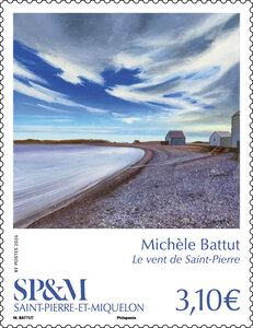 Timbre Saint Pierre et Miquelon - Michèle Battut - Le vent de Saint-Pierre