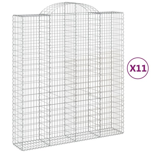 vidaXL Paniers à gabions arqués 11 Pièces 200x50x220/240 cm Fer galvanisé