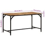 vidaXL Table à manger 140x70x75 cm bois de manguier massif brut