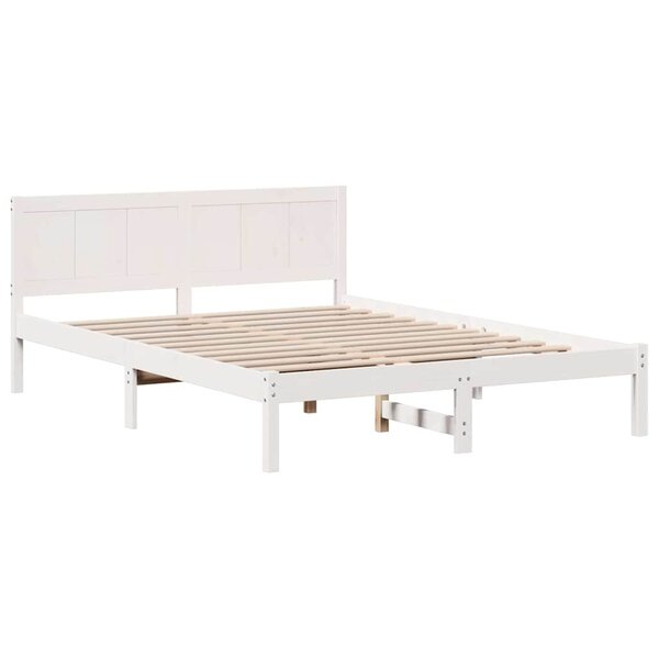 vidaXL Cadre de lit Blanc 150 x 200 cm Bois de pin massif