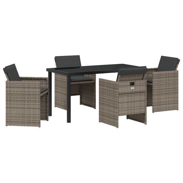 vidaXL Ensemble de jardin de 5 pièces avec coussins en rattan poly gris