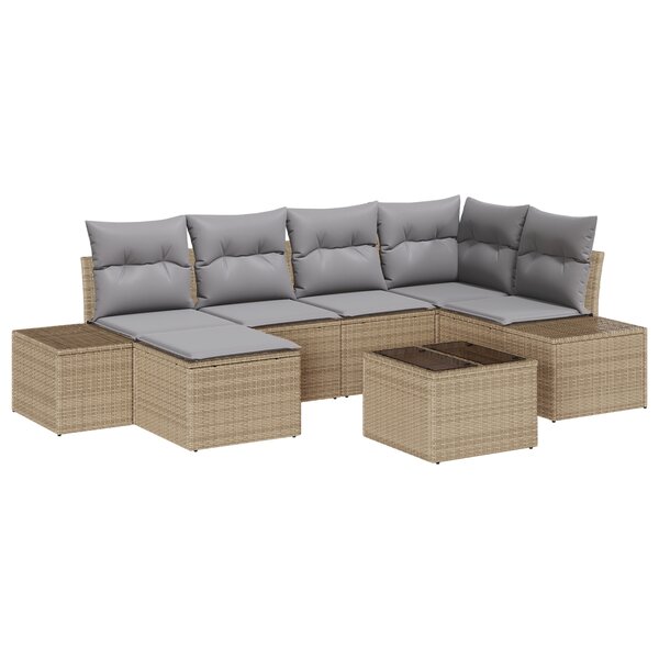 vidaXL Ensemble de canapé de jardin de 7 pièces avec coussins en rotin synthétique noir