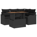 vidaXL Ensemble de canapé de jardin Manuel 5 Pièces Noir 100 x 55 x 73 cm