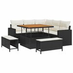 vidaXL Ensemble de canapé de jardin avec coussin 8 Pièces Noir et crème