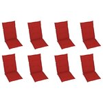 vidaXL Chaises inclinables de jardin et coussins lot de 8 Teck solide