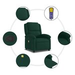 vidaXL Fauteuil inclinable de massage vert foncé velours