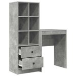 vidaXL Bureau avec tiroir avec étagère avec stockage 2 Pièces Gris béton