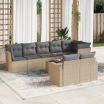vidaXL Salon de jardin avec coussins 9 Pièces beige résine tressée