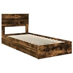 vidaXL Lit de Rangement Chêne fumé 90 x 190 cm Bois d'ingénierie