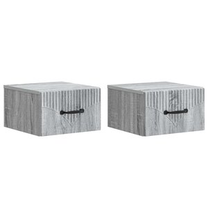 vidaXL Cabinet de chevet mural 2 pc Sonoma gris 34 5 x 33 x 20 cm