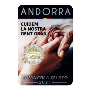 2 euros commémorative Andorre 2021 BU - Prenons soin de nos aînés.