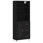 vidaXL Buffet haut Noir 69 5x34x180 cm Bois d'ingénierie