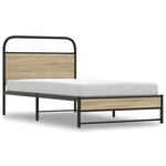 vidaXL Cadre de lit sans matelas 100x190 cm chêne fumé bois ingénierie
