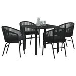 vidaXL Ensemble de salle à manger pour jardin 5 Pièces Noir