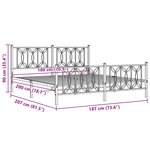 vidaXL Cadre de lit métal sans matelas avec pied de lit noir 180x200cm
