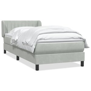 vidaXL Sommier à lattes de lit et matelas gris clair 100x210cm velours