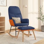 vidaXL Chaise à bascule avec repose-pied Bleu Tissu