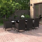 vidaXL Ensemble à dîner de jardin coussins 9 Pièces Résine tressée Verre