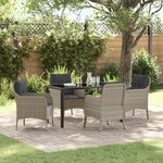 vidaXL Ensemble de salle à manger de jardin 5 pièces avec coussins Gris clair Poly Rattan
