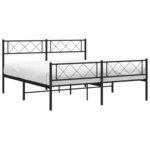 vidaXL Cadre de lit métal sans matelas avec pied de lit noir 120x190cm