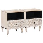 vidaXL Armoire de lit avec tiroir 2 Pièces Blanc 40 x 33 x 46 cm