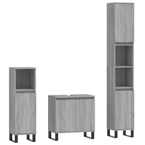 vidaXL Ensemble de meubles de salle de bain 3 Pièces Sonoma gris