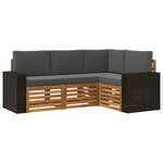 vidaXL Ensembles de canapés avec coussin 4 Pièces Bois d'Acacia Massif