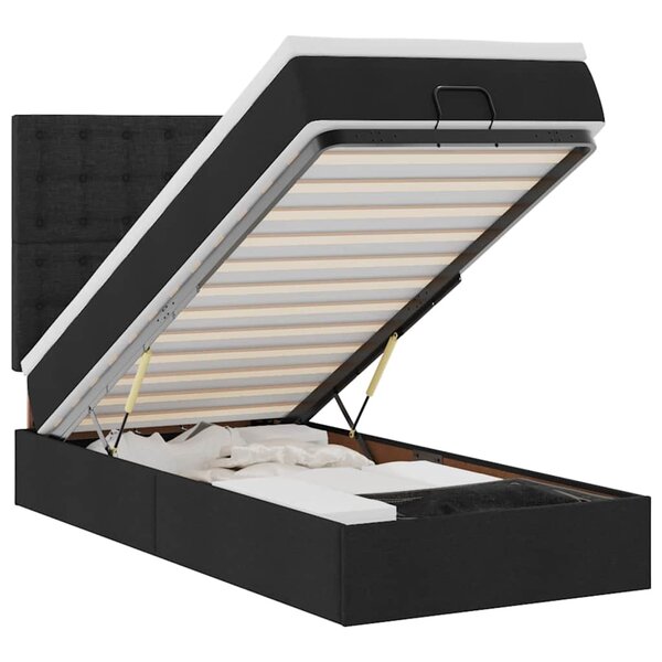 vidaXL Cadre de lit ottoman avec matelas noir 90x190 cm tissu