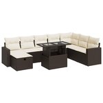 vidaXL Salon de jardin avec coussins 9 Pièces marron résine tressée