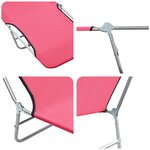 vidaXL Chaises longues pliables lot de 2 Acier et tissu Rose