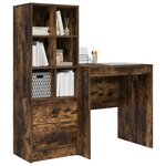vidaXL Bureau avec tiroir avec étagère avec stockage 2 Pièces Chêne fumé