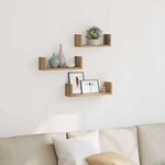 vidaXL Étagères murales 3 Pièces chêne artisanal bois d'ingénierie