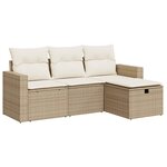 vidaXL Salon de jardin avec coussins 4 Pièces beige résine tressée