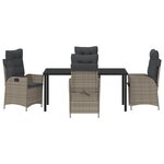 vidaXL Set de 5 de Mobilier de Jardin avec Coussins Gris Poly Rattan