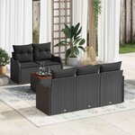 vidaXL Ensemble de canapé de jardin 6 Pièces Noir Poly rotin