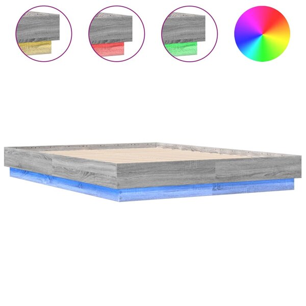 vidaXL Cadre de lit avec lumières LED sonoma gris 120x190 cm